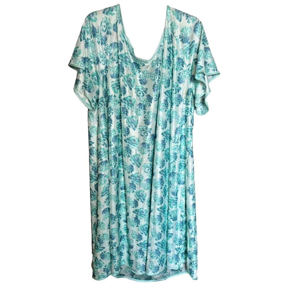 Cozee Corner 3x green Floral Print Nightgown dress muumuu